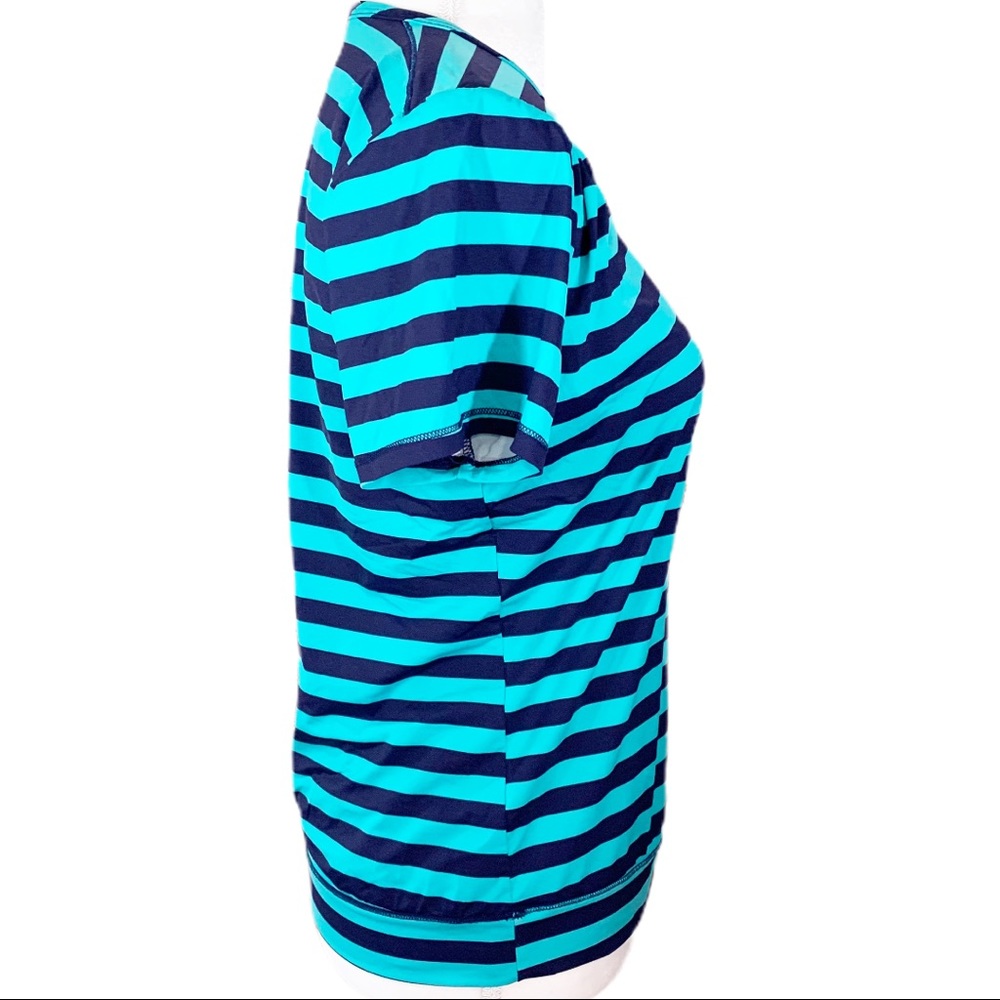 🎀 Teal /Blue Stripe Short Sleeve Active Top - Picture 5 of 9